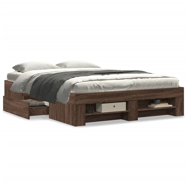 vidaXL Cadre de lit sans matelas ch&ecirc;ne marron 140x190 cm