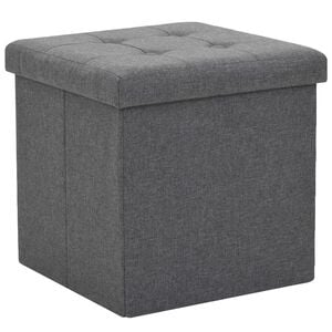 vidaXL Tabouret de rangement pliable Gris fonc&eacute; Faux lin