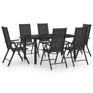 vidaXL Ensemble &agrave; manger de jardin 7 pcs aluminium noir