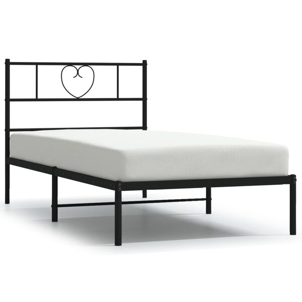 vidaXL Cadre de lit m&eacute;tal sans matelas avec t&ecirc;te de lit noir 75x190 cm