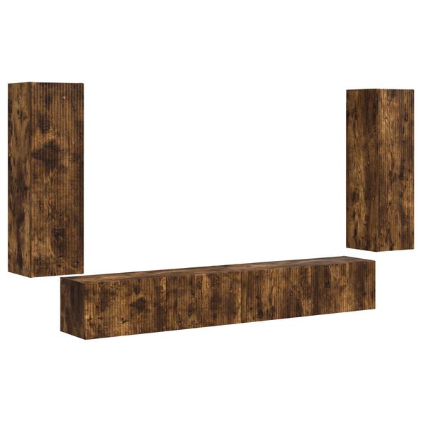 vidaXL Ensemble de meuble TV mural 4 pcs Ch&ecirc;ne fum&eacute; Bois d'ing&eacute;nierie