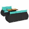 vidaXL Salon de jardin 6 pcs avec coussins noir r&eacute;sine tress&eacute;e
