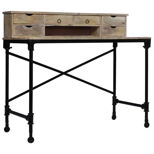 vidaXL Bureau Bois de manguier massif et acier 110 x 50 x 96 cm