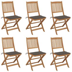 vidaXL Chaises pliantes 6 pi&egrave;ces avec coussins en bois d'acacia massif