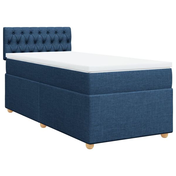 vidaXL Sommier à lattes de lit avec matelas Bleu 80x200 cm Tissu