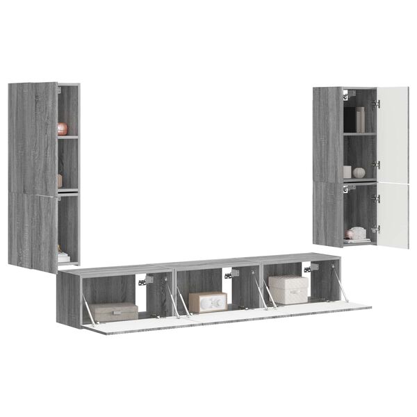 vidaXL Ensemble meuble TV 4 pcs Gris Sonoma Bois d'ing&eacute;nierie