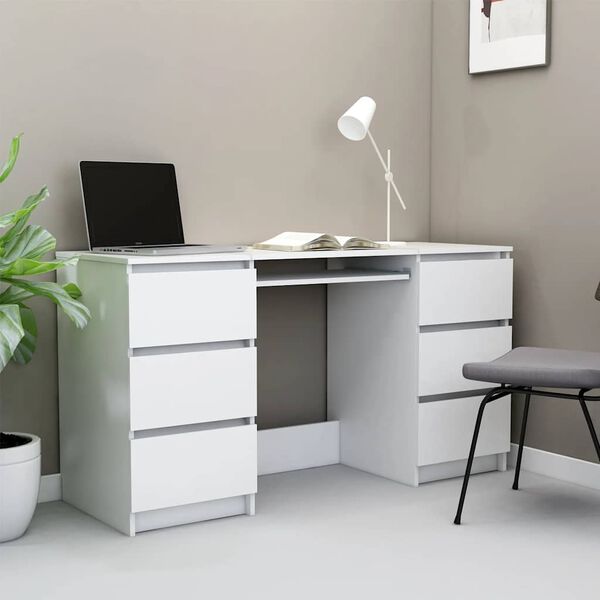 vidaXL Bureau Blanc 140x50x77 cm Bois d'ing&eacute;nierie