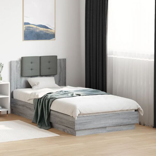 vidaXL Cadre de lit sans matelas sonoma gris 75x190 cm