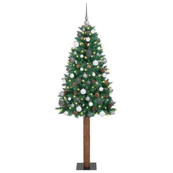 vidaXL Sapin de No&euml;l mince Vert 180 cm PVC et bois de pin massif