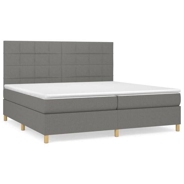 vidaXL Sommier &agrave; lattes de lit avec matelas Gris fonc&eacute; 200x200cm Tissu