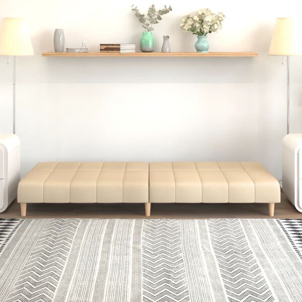 vidaXL Canap&eacute;-lit &agrave; 2 places Cr&egrave;me Tissu