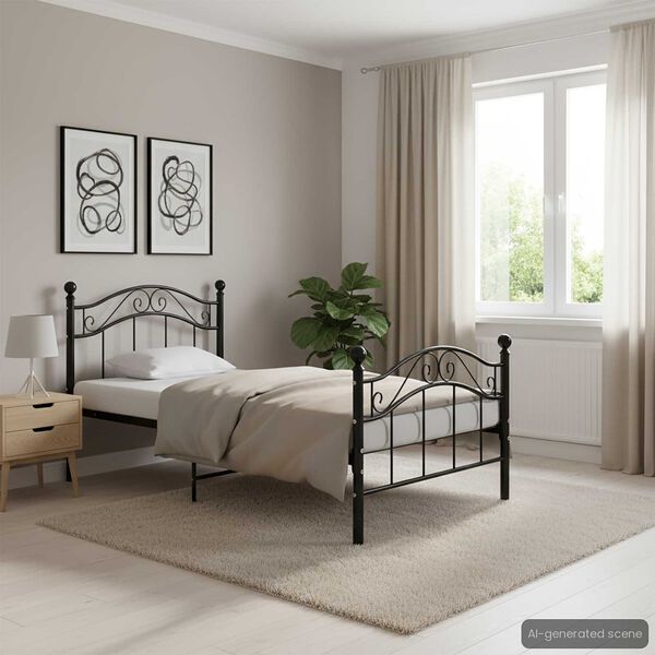 vidaXL Cadre de lit sans matelas noir métal 90x200 cm