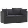 vidaXL Canap&eacute;s de jardin 2 pcs avec coussins R&eacute;sine tress&eacute;e Noir