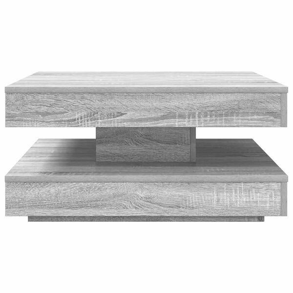 vidaXL Table basse rotative &agrave; 360 degr&eacute;s sonoma gris 70x70x34,5 cm