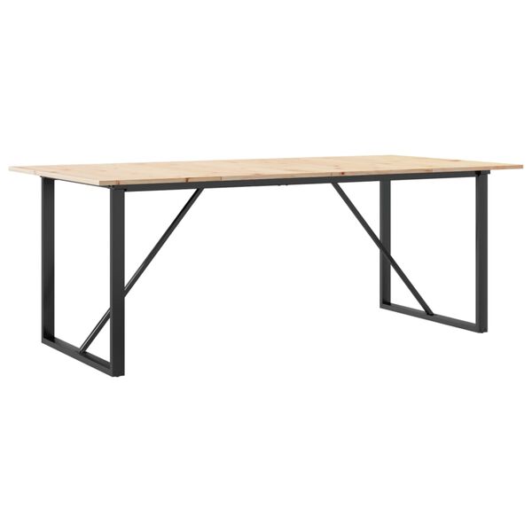 vidaXL Table &agrave; manger cadre en O 200x100x75cm bois de pin massif acier