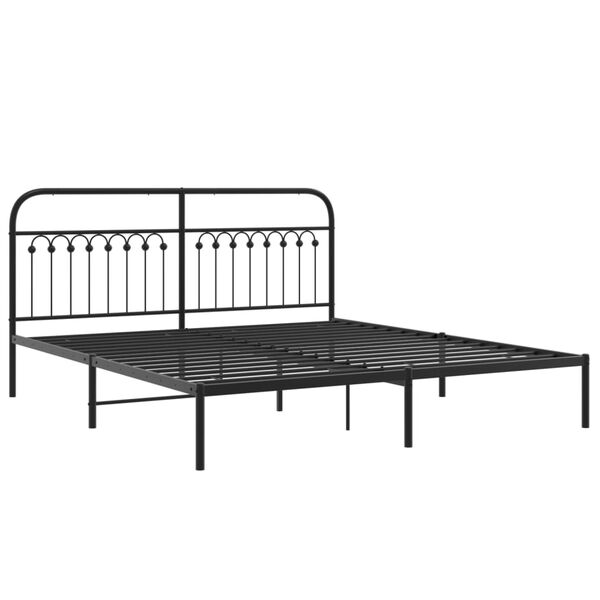 vidaXL Cadre de lit m&eacute;tal sans matelas avec t&ecirc;te de lit noir 183x203cm
