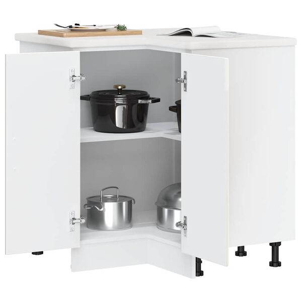 vidaXL Armoire d'angle de cuisine Porto blanc brillant bois ingénierie