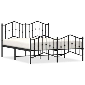 vidaXL Cadre de lit m&eacute;tal sans matelas avec pied de lit noir 140x200cm