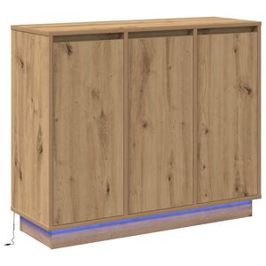 vidaXL Buffet LED Ch&ecirc;ne artisanal 90 x 32 x 75 cm Bois d'ing&eacute;nierie