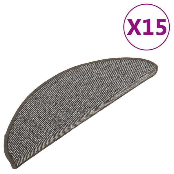 vidaXL Tapis d'escalier 15 pi&egrave;ces 65 x 21 x 4 cm Gris Demi-rond Grand