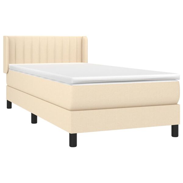 vidaXL Sommier &agrave; lattes de lit et matelas Cr&egrave;me 90x190 cm Tissu