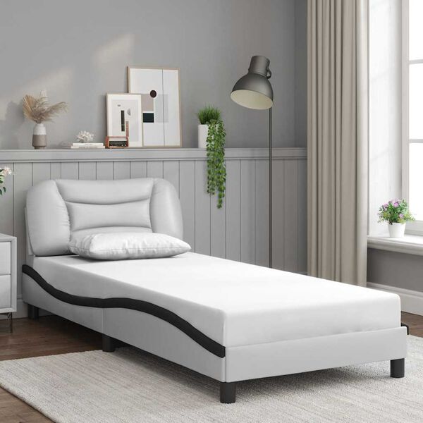 vidaXL Cadre de lit sans matelas Hvar blanc et noir 90x190 cm similicuir
