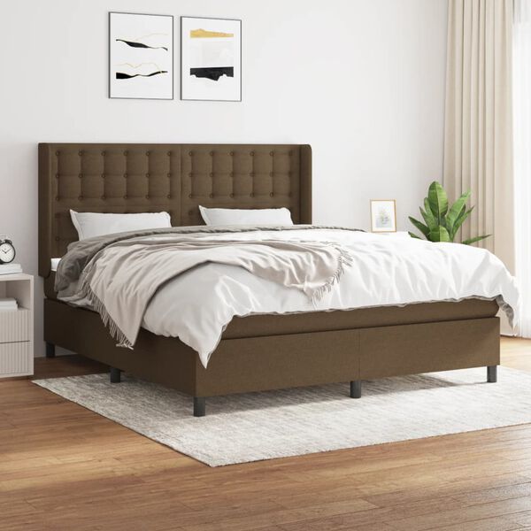 vidaXL Sommier &agrave; lattes de lit avec matelas Marron fonc&eacute; 160x200 cm