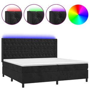 vidaXL Sommier &agrave; lattes de lit matelas et LED Noir 200x200 cm Velours
