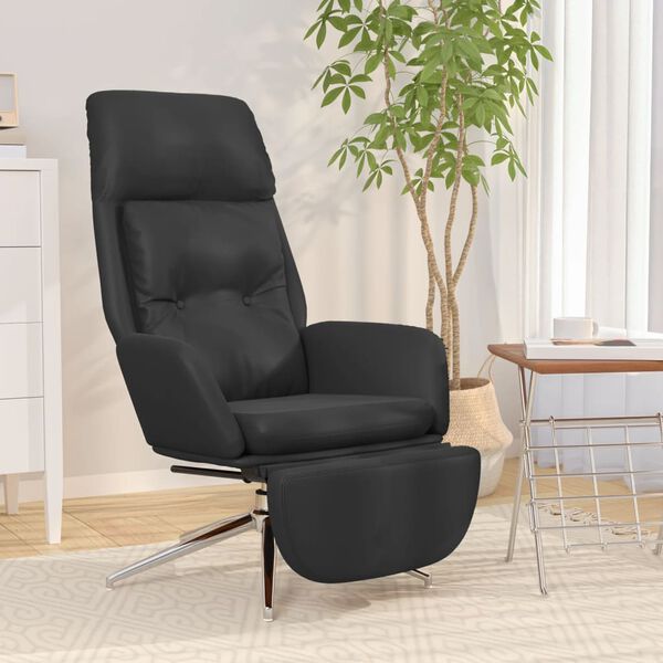 vidaXL Chaise de relaxation et repose-pied Noir Cuir et similicuir