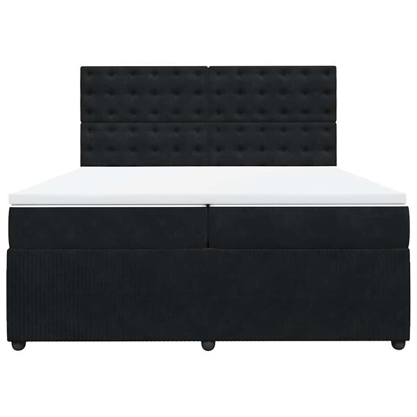 vidaXL Sommier &agrave; lattes de lit et matelas Noir 200x200 cm Velours