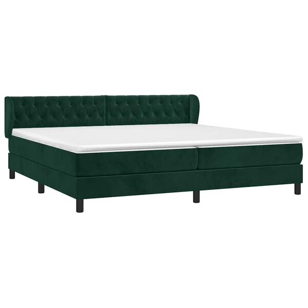vidaXL Sommier &agrave; lattes de lit et matelas Vert fonc&eacute; 200x200cm Velours