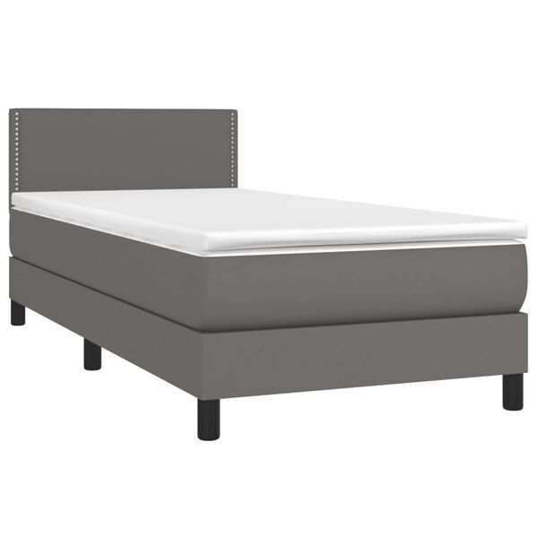 vidaXL Sommier à lattes de lit et matelas LED Gris 90x190cm Similicuir