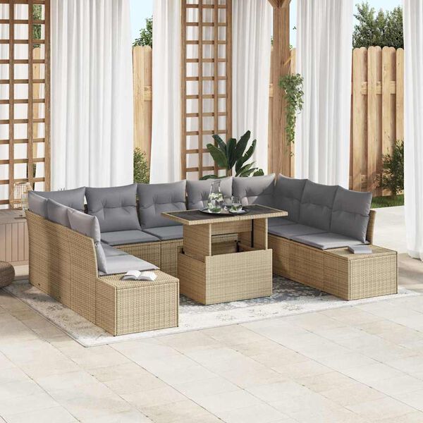 vidaXL Ensemble de canap&eacute; de jardin 10 pcs beige et gris clair