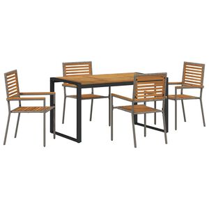 vidaXL Ensemble de salle &agrave; manger pour jardin 5 pcs Gris et marron