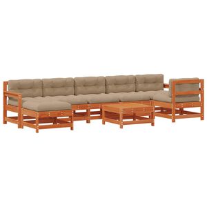 vidaXL Ensemble de salon de jardin 8 pc Brun cire Bois de pin massif