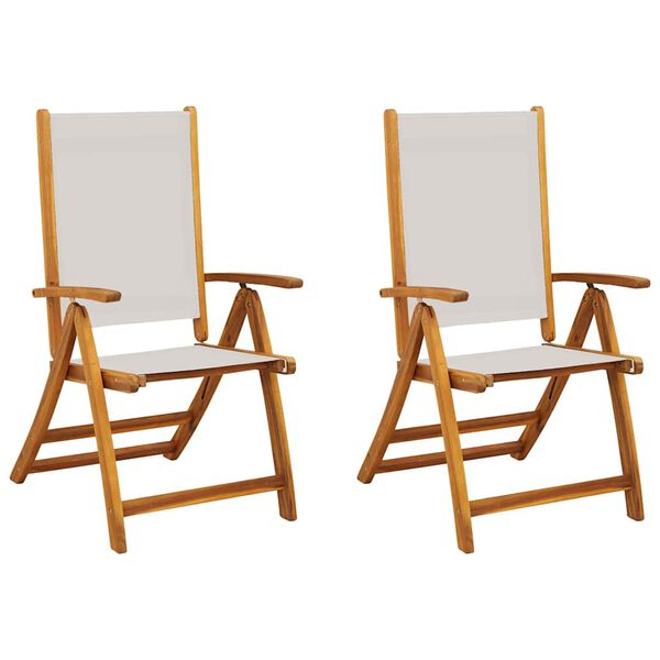 vidaXL Chaises pliables de jardin lot de 2 bois d'acacia et textil&egrave;ne