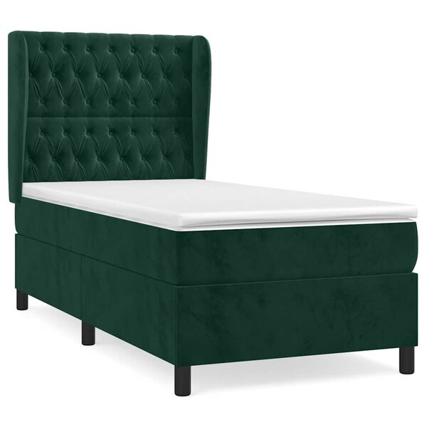 vidaXL Sommier &agrave; lattes de lit avec matelas Vert fonc&eacute; 100x200 cm