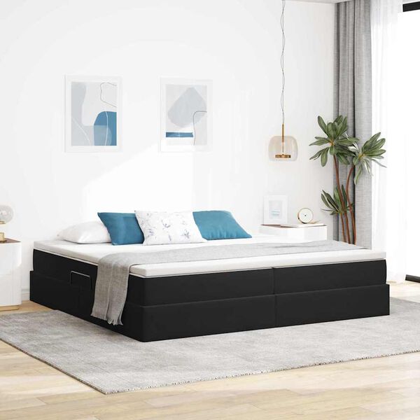 vidaXL Lit avec rangement et matelas Noir 200 x 200 cm Velours