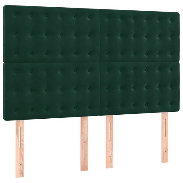 vidaXL T&ecirc;te de lit Vert fonc&eacute; 144 x 5 x 118/128 cm Velours