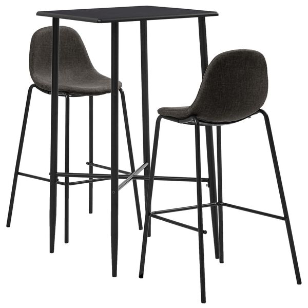vidaXL Ensemble de bar 3 pcs Tissu Gris fonc&eacute;