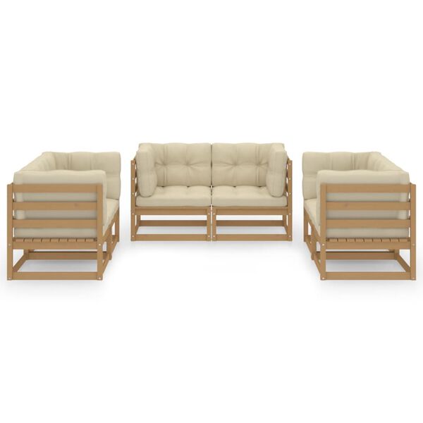 vidaXL Salon de jardin 6 pcs avec coussins Bois de pin massif