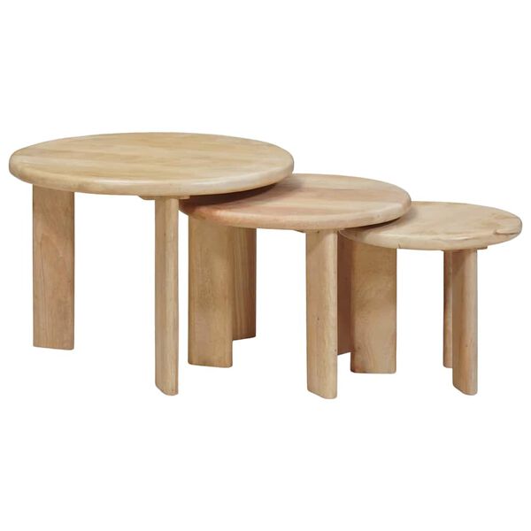 vidaXL Tables basses gigognes 3 pcs Noir Bois de mangue massif