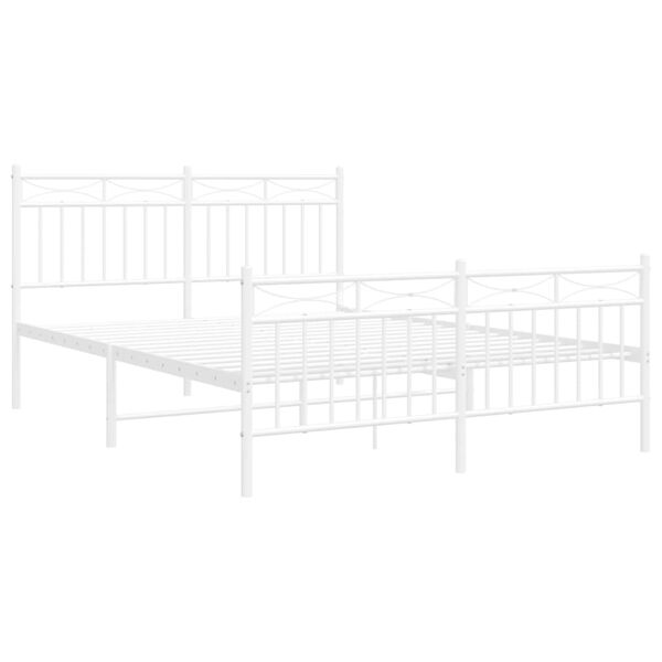 vidaXL Cadre de lit m&eacute;tal sans matelas et pied de lit blanc 140x200 cm