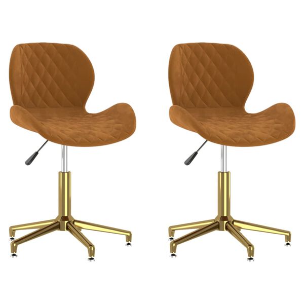 vidaXL Chaises pivotantes &agrave; manger lot de 2 marron velours