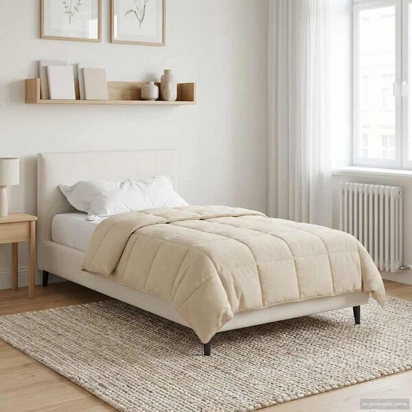 vidaXL Duvet d'&eacute;t&eacute; simple Matelass&eacute; Cr&egrave;me 140 x 200 cm