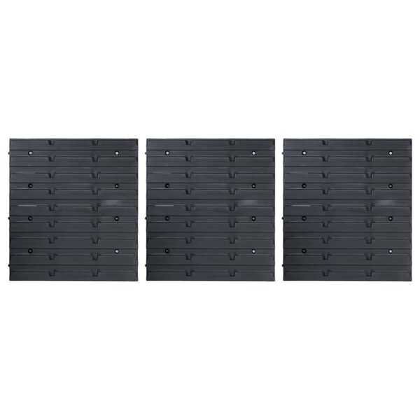 vidaXL Kit de bacs de stockage et panneaux muraux 48 pcs Bleu et noir