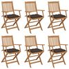 vidaXL Chaises pliables de jardin lot de 6 avec coussins Bois d'acacia