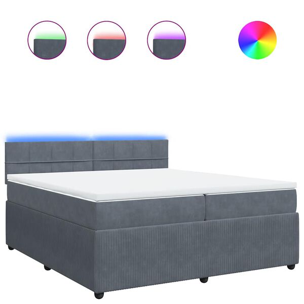 vidaXL Sommier &agrave; lattes de lit et matelas Gris fonc&eacute; 200x200cm Velours