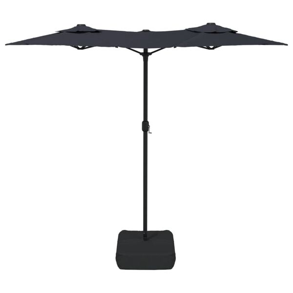 vidaXL Parasol de jardin &agrave; double t&ecirc;te noir 316x145 cm