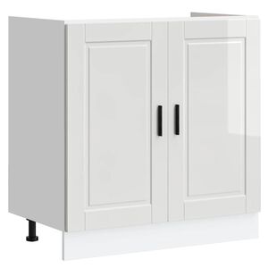 vidaXL Meuble bas pour &eacute;vier Porto blanc brillant 80x46x81,5 cm